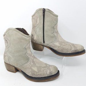 JS shoes grey suede/embossed snakeskin print leather booties EUR41/US 10.5-11‎